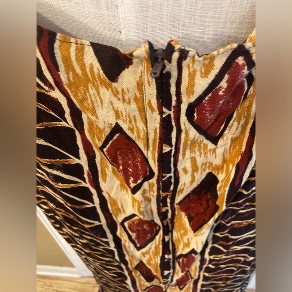 Vintage long dress Erika Brooke Cha Cha size plus 20/40 brown cream - Picture 7 of 9